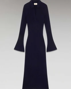 Robe Longue Manche Longue Col Polo