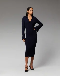 Robe Longue Manche Longue Col Polo