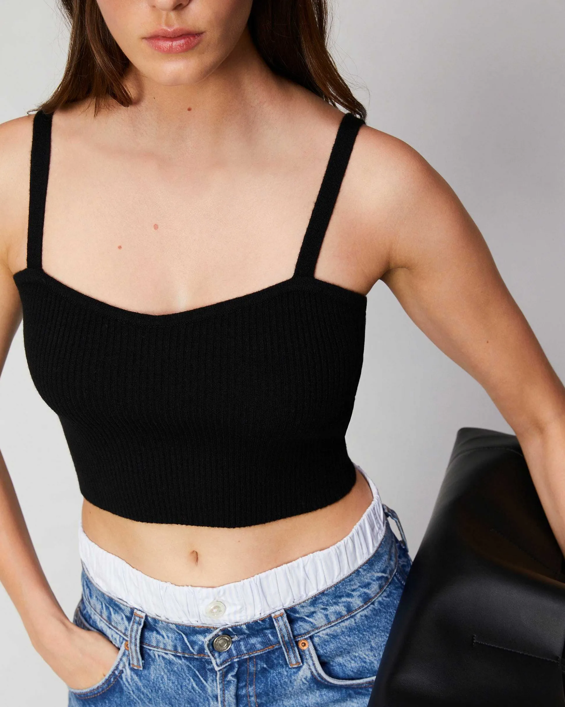 Top Bretelle A Cotes Decollete Coeur