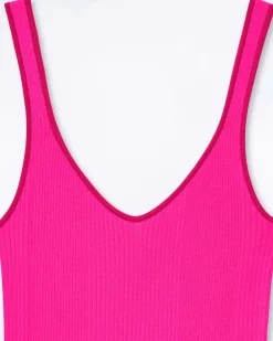 Top Debardeur A Cotes Liseres Contrastes