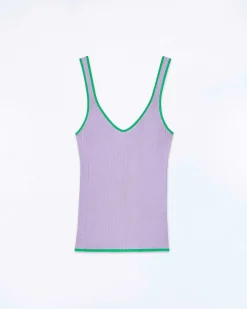 Top Debardeur A Cotes Liseres Contrastes