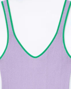 Top Debardeur A Cotes Liseres Contrastes