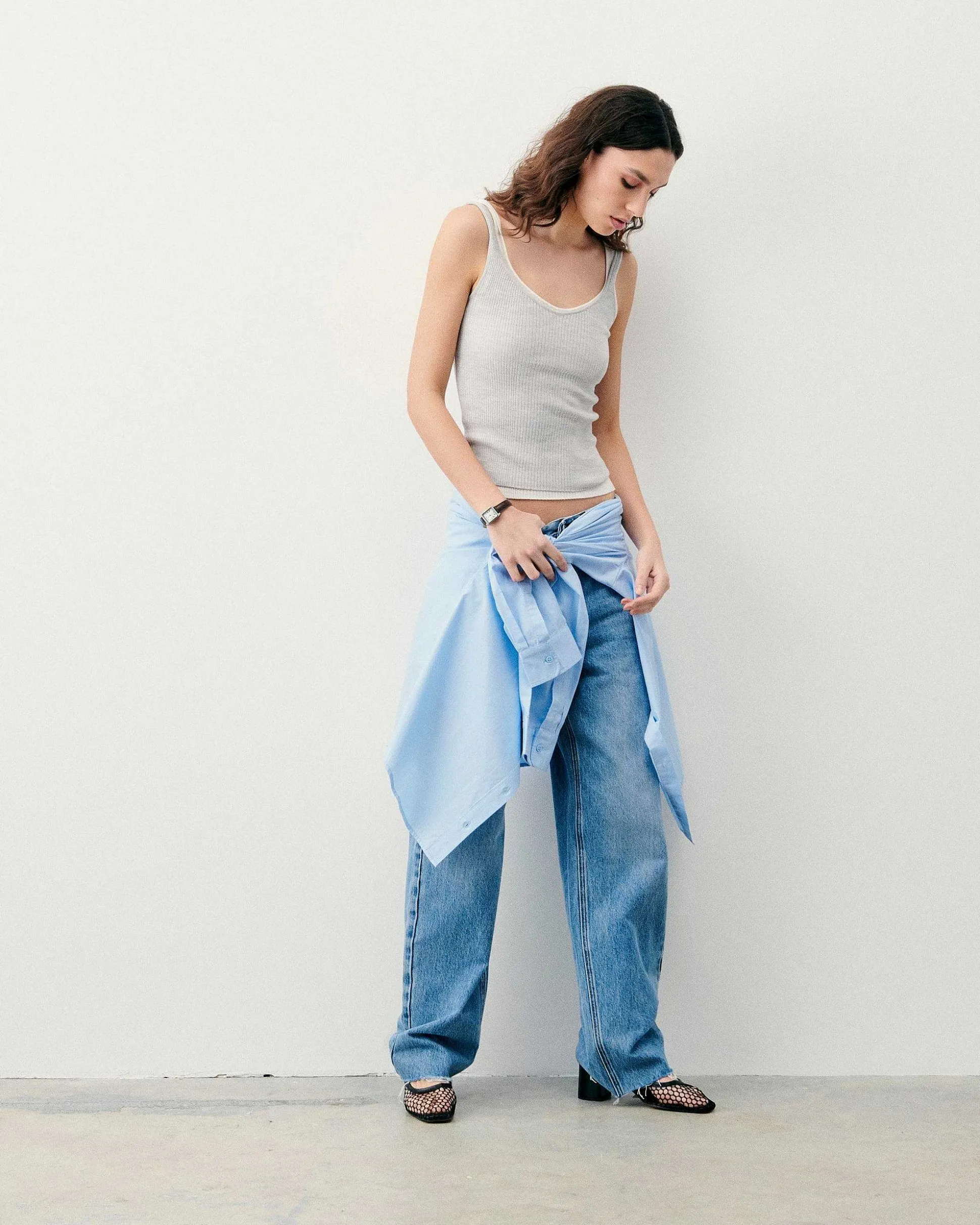 Top Debardeur A Cotes Uni