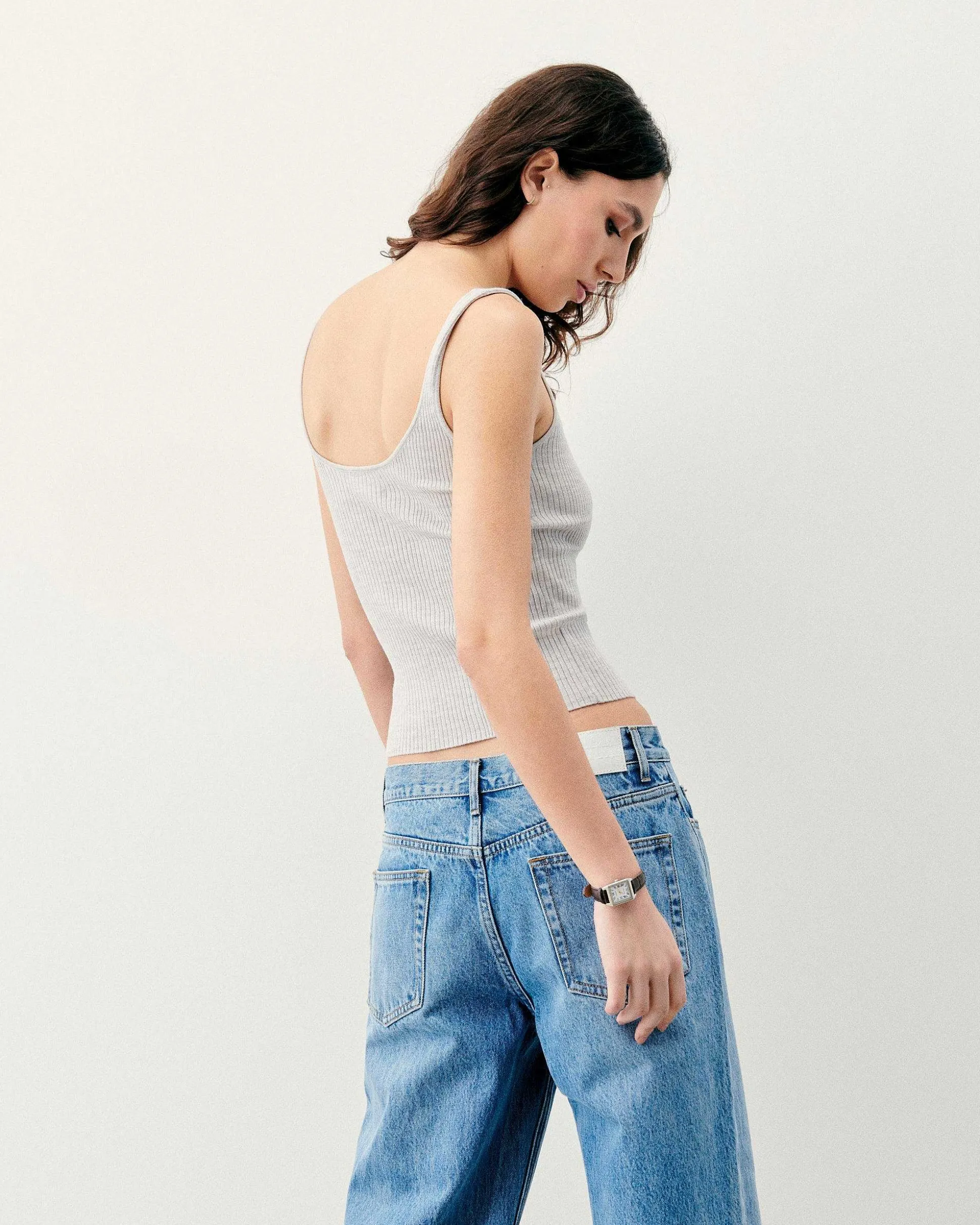 Top Debardeur A Cotes Uni