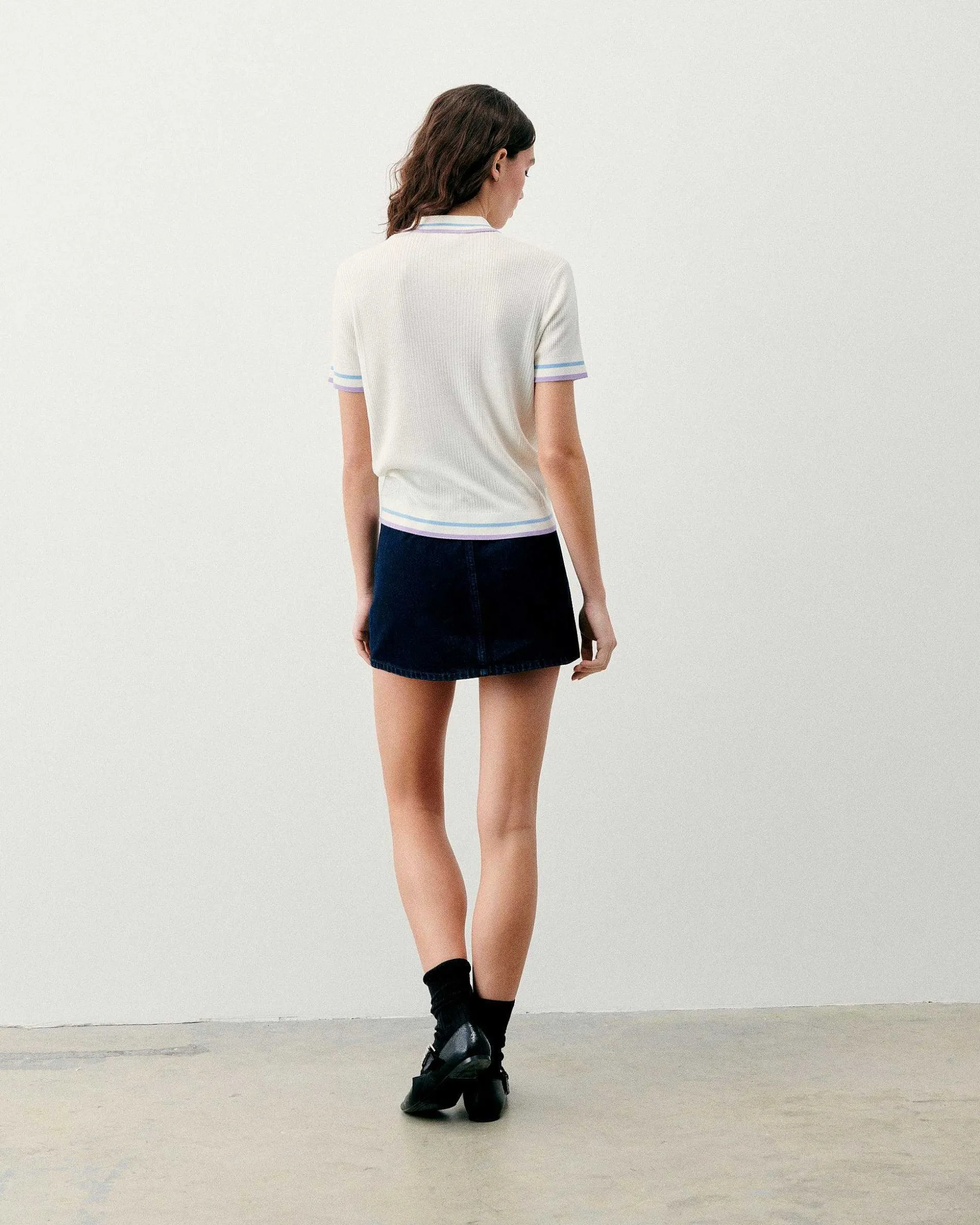 Top Manches Courtes Bandes Bicolores