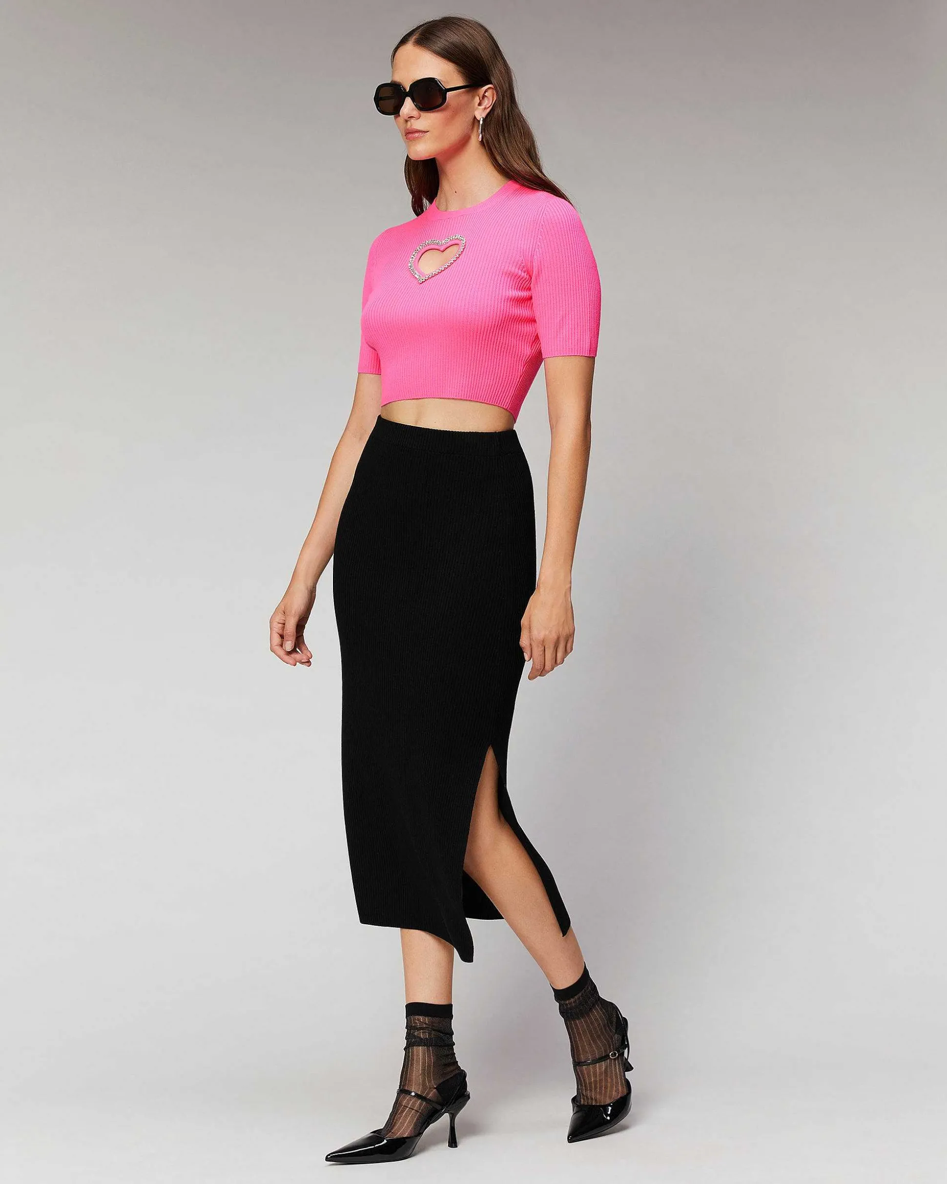 Top Manches Courtes Coeur Strass