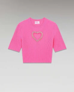 Top Manches Courtes Coeur Strass