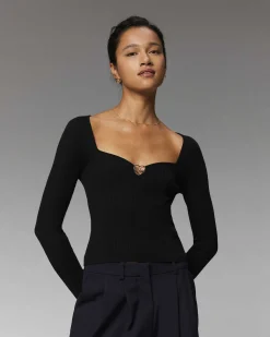 Top Manches Longues Decollete Coeur