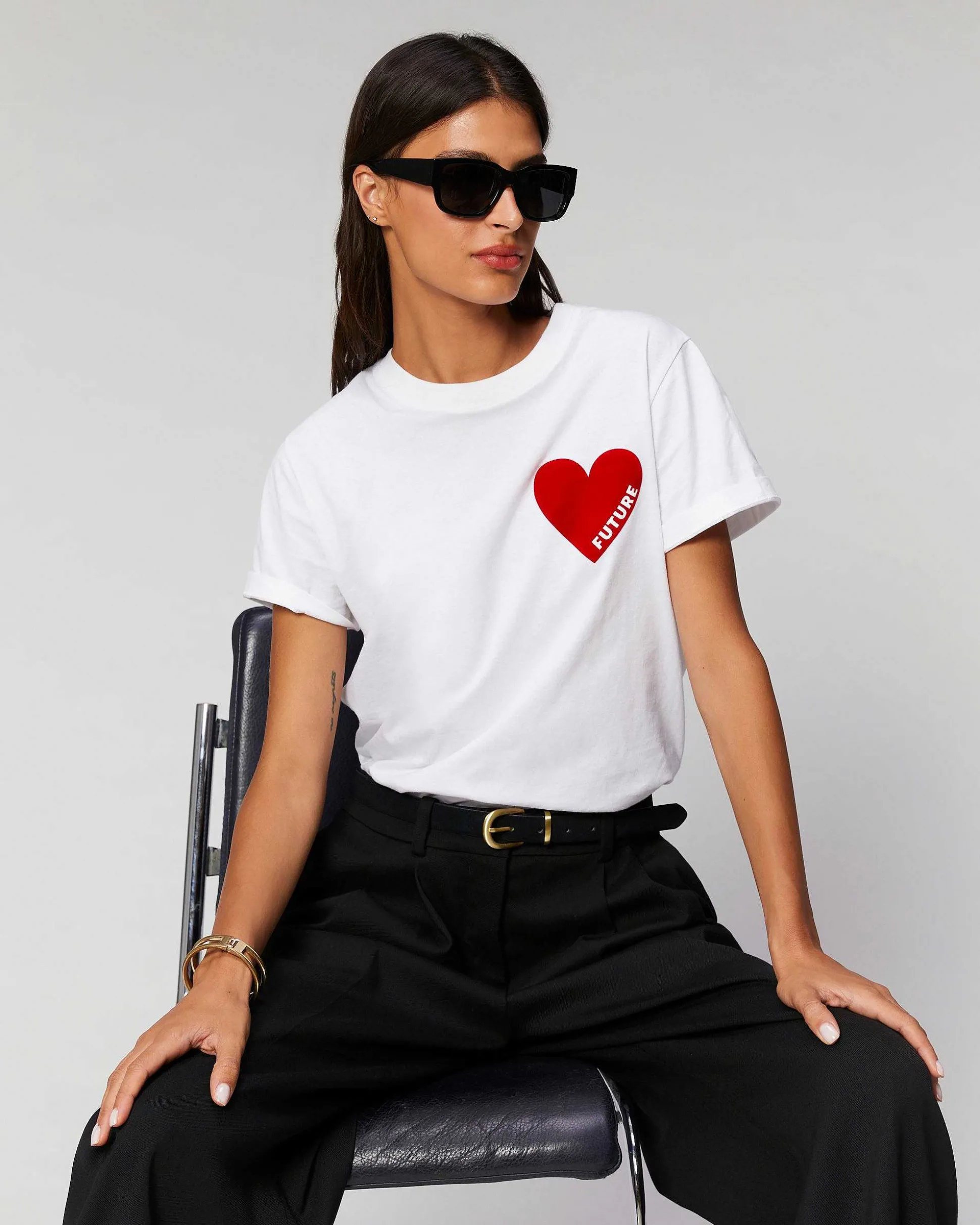 T-Shirt Col Rond Coeur
