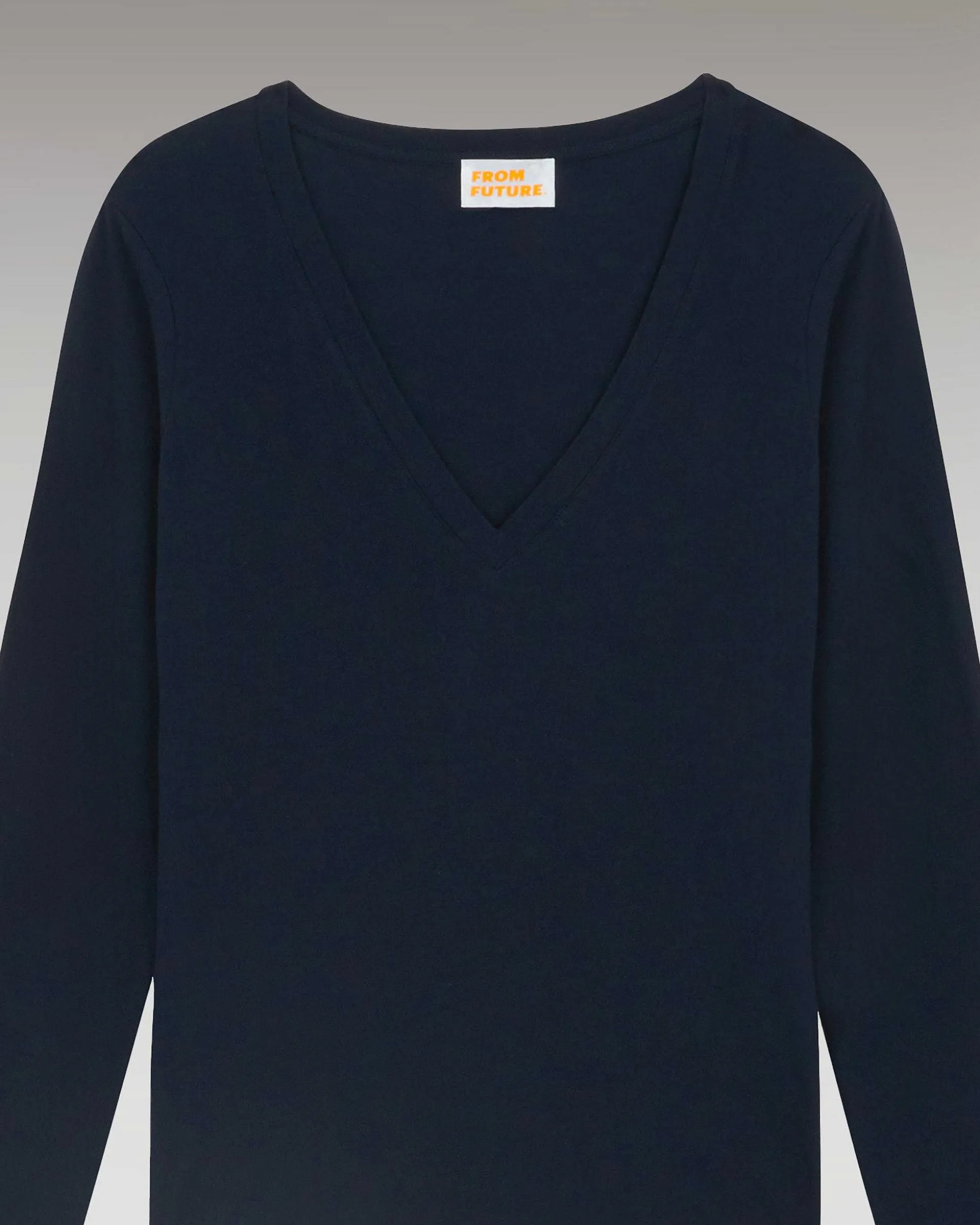 T-Shirt Col V Basique Manches Longues